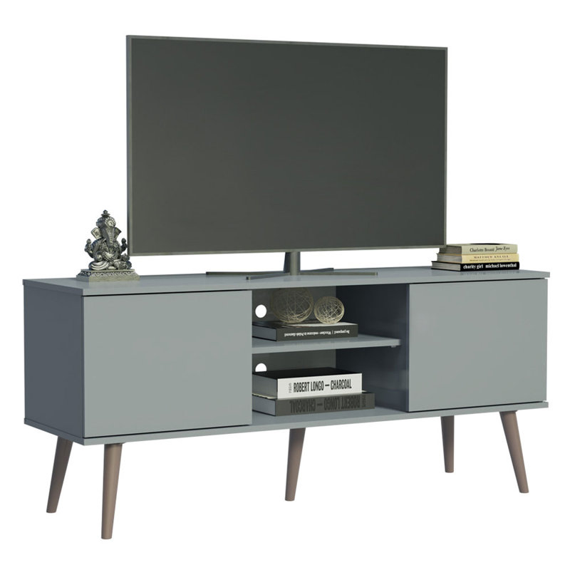 Konyn TV Stand Console with 2 Doors and 2 Shelves with Cable Management for 50, 55 Inch Media Storage Media Console Office Entertainment Center Wooden Television Cabinet