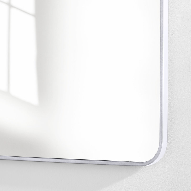 Sabine Metal Rounded Rectangle Wall Mirror, 48" x 30", Silver