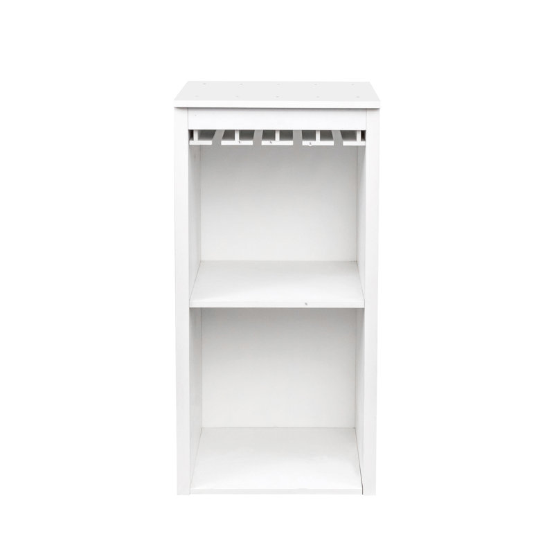Modular Wine Bar Cabinet With Storage Shelves With Hutch For Dining Room, White