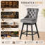 Tabourets de bar pivotants à hauteur de bar avec dossier, hautes chaises de bar rembourrées, structure en bois massif avec garniture cloutée, ensemble de 4-89112579-89112580