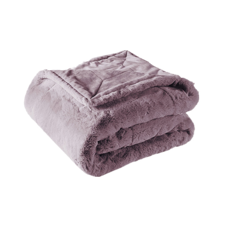 Jeté lourd en fausse fourrure, L 60 po x L 80 po, Bois rose