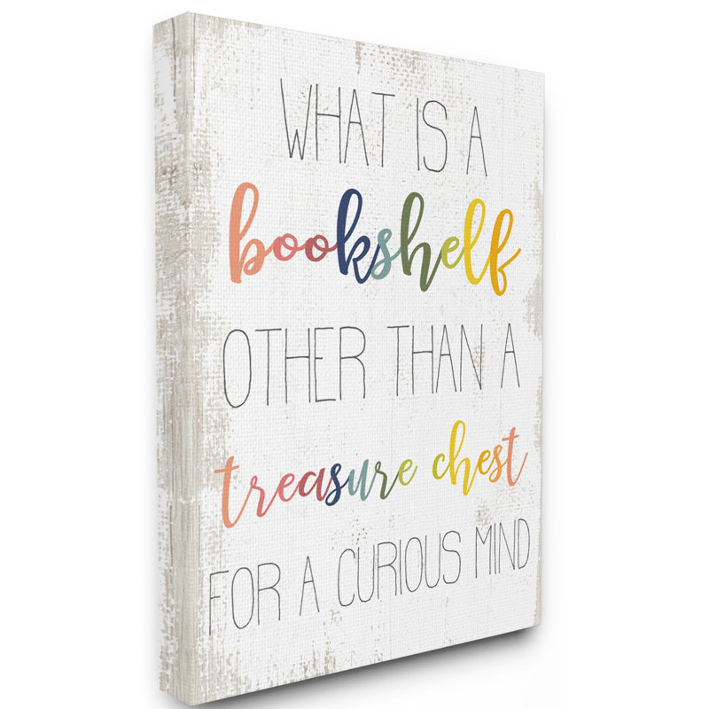 « bookshelf trésor coffre arc-en-ciel », art textuel, Toile tendue, H 20 po x l 16 po