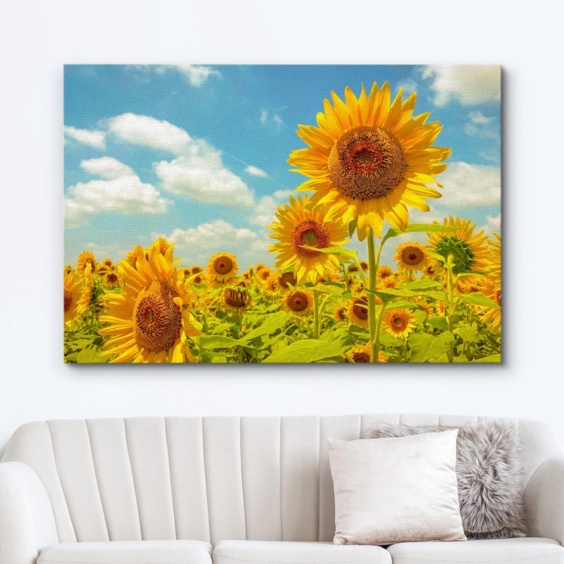 Tournesol «Summer Spring Sunflower Field» sur toile, H 12 po x l 18 po