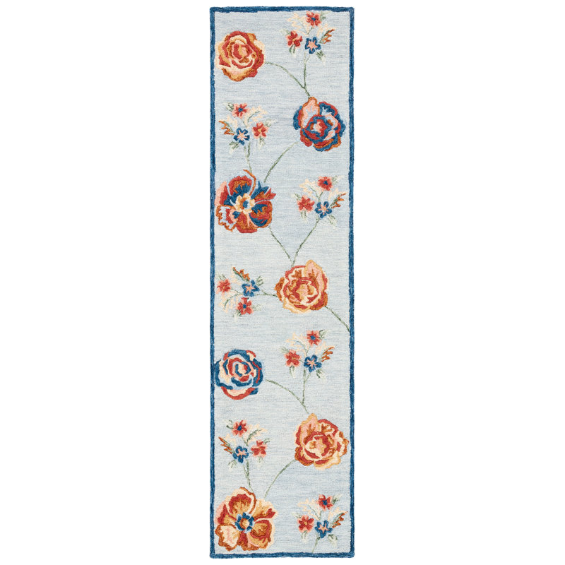 Metro Hand Tufted Wool And Cotton With Latex Floral Rug, Runner 2'3" x 9'