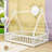 Full Wood Floor Bed With Guardrails, Door And Slats, Tent-Shaped Design-507617449
