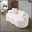 Canapé courbé blanc avec accoudoir rond, canapé à compression avec 2 coussins, canapé crème pour petit espace, salon, chambre à coucher, sans assemblage