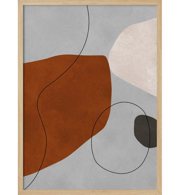 «Expressive conceptual», art mural texturé encadré, Beige, H 48 po x l 36 po