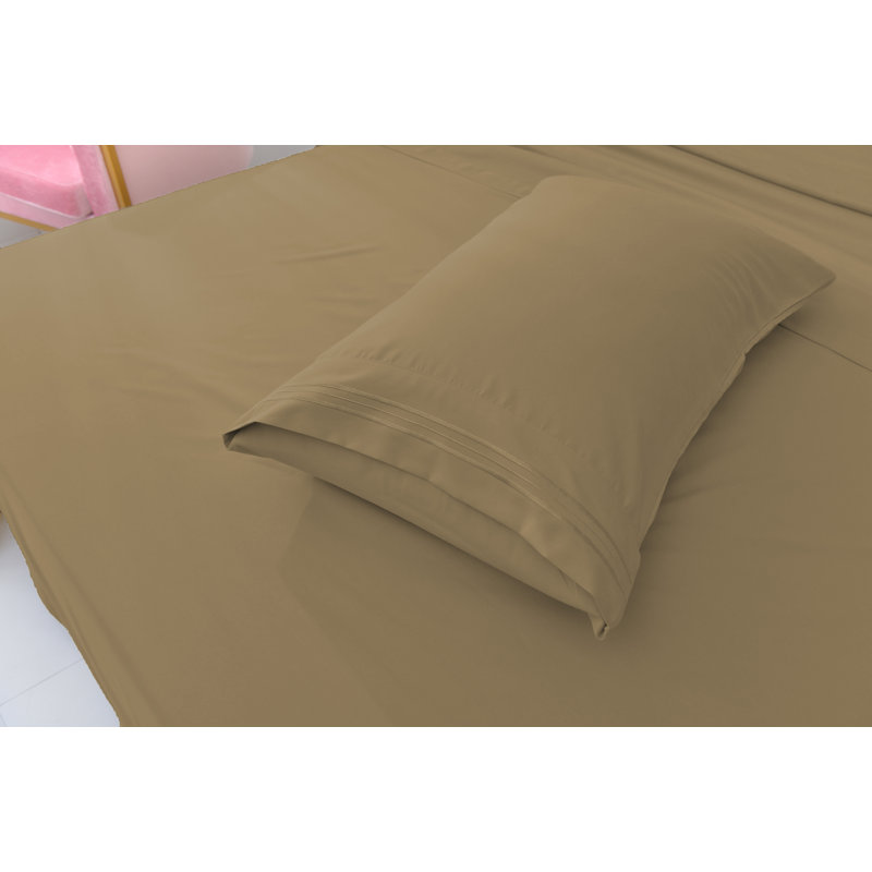 Ensemble de draps 1800 en rayonne de bambou, Simple, Marron
