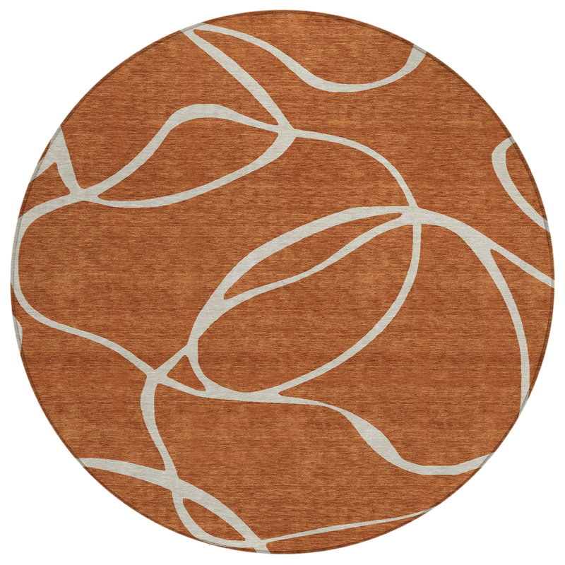 Mirelle Orange Washable Indoor-Outdoor Rug - , 2'6" x 3'10"