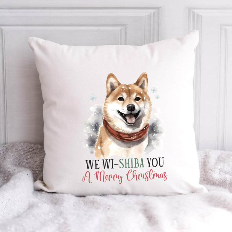 14_shiba Reversible Throw Pillow, 14" x 14"