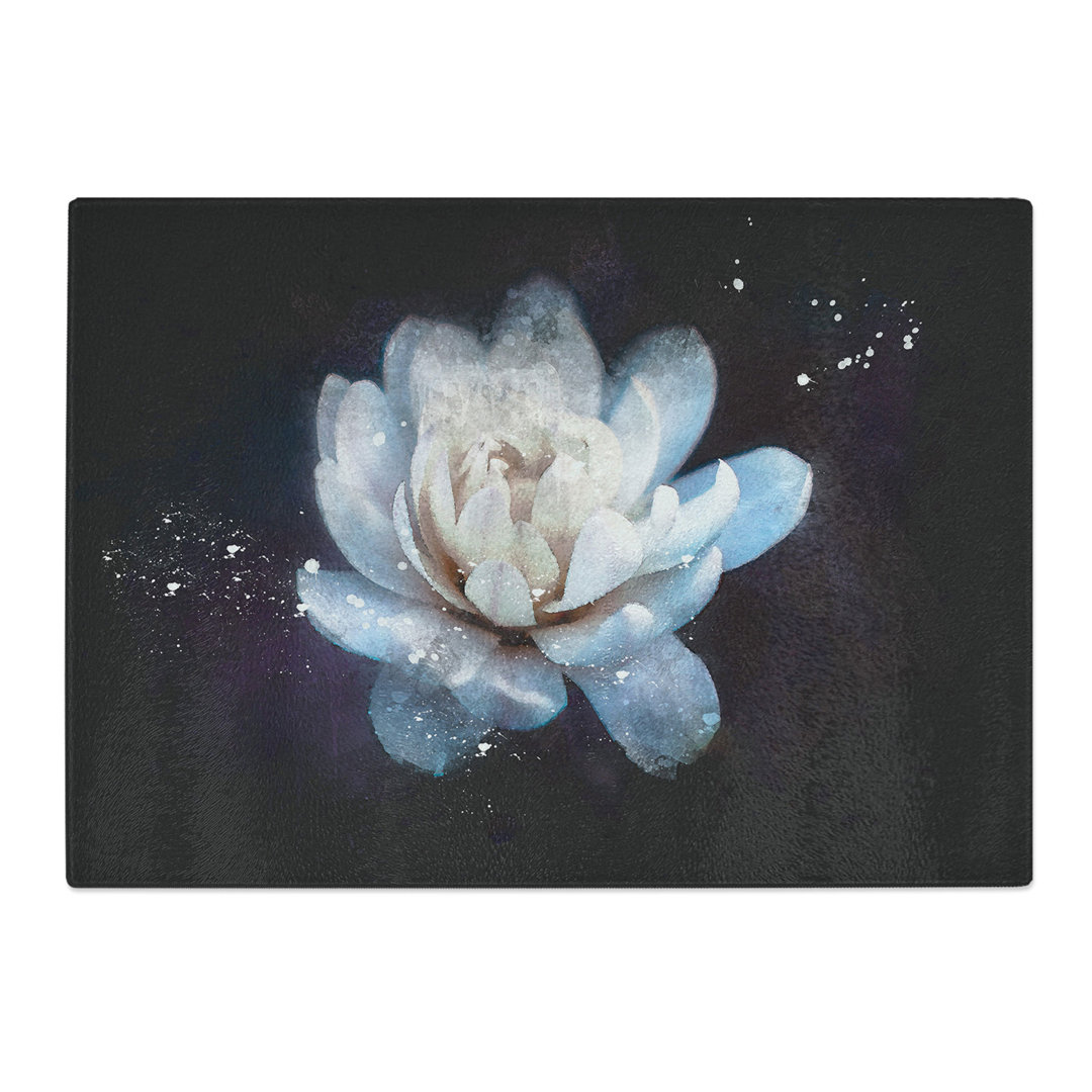 Tempered Glass Blue Magnolia Flower Chopping Board
