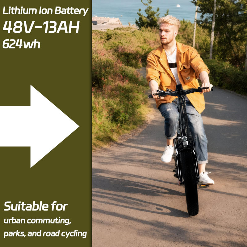 750W Electric Fat Tire Bike for Adults – 26" x 4.0 Tires, Step-Over Aluminum Frame, 7-Speed, Up to 50 Miles, 4 Riding Modes – Black