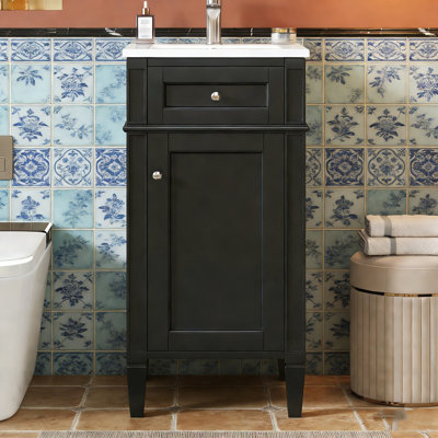 Meuble-lavabo de salle de bain avec lavabo en céramique et tablette réglable