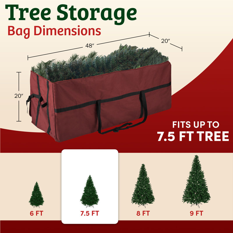 Sac de rangement pour arbre de Noël - Contenant en toile avec fermeture à glissière et sangles de fixation pour arbres artificiels allant jusqu'à 9 pieds