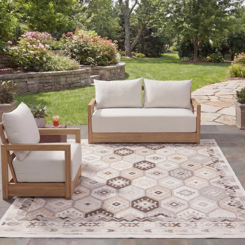 Tapis intérieur / extérieur Kaiyanna Sunrise, Rectangle 8 pi x 10 pi