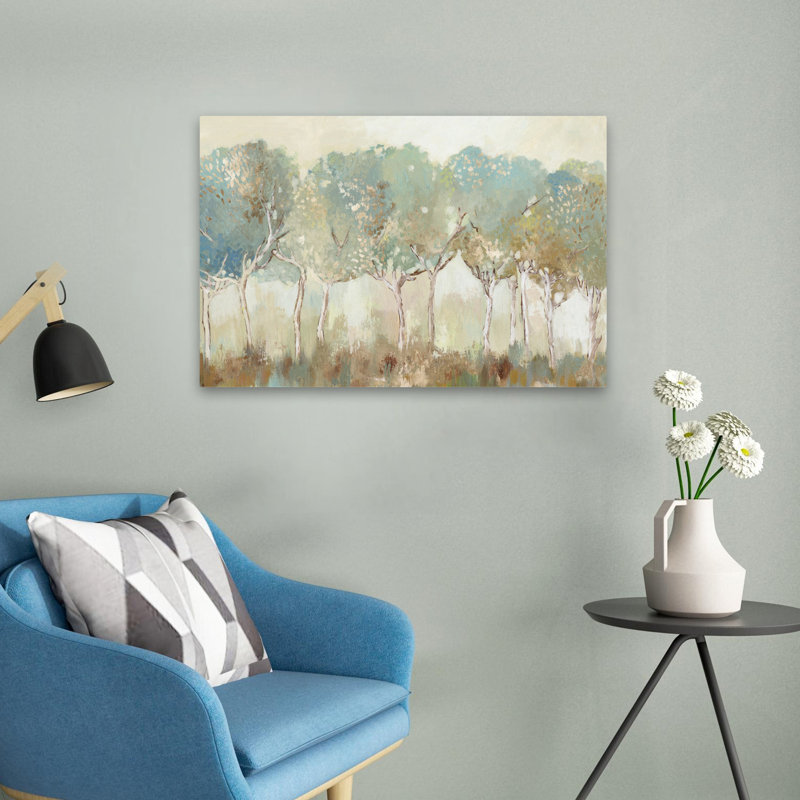 Lumière du soleil dorée paysage arbre nature painterly art impressionniste contemporain, H 24 po x l 16 po