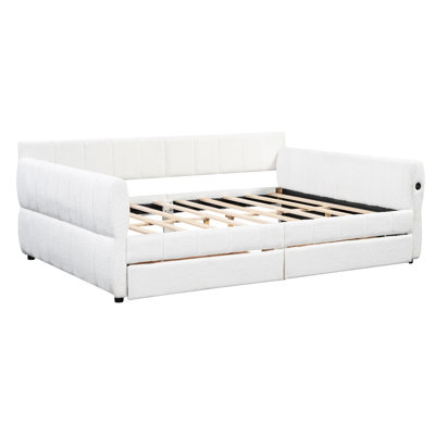 Upholstered Queen Daybed With USB and Drawers by Latitude Run