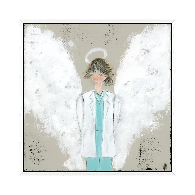 Female Doctor Angel by Ashley Bradley - Single Picture Frame Square Print on Canvas, 45.72 cm H x 45.72 cm W, White Framed