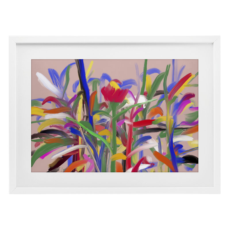 «Blooming Garden Expression», reproduction sous verre encadrée par Atelier Posters, H 14 po x l 20 po, Cadre blanc côtier
