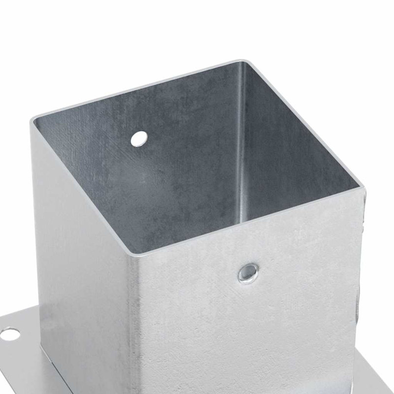 Post Bases Square 12 Pcs Galvanised Steel, Silver, 15cm H x 18cm W x 18cm D