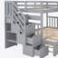 Lit simple superposé au dessus d'un lit double avec lit gigogne simple (gris) (VIEUX SKU: LT000025AAE-1)-619321327