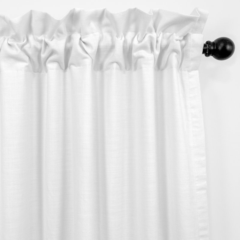 Elsie Linen Look Rod Pocket Drapery Panels Pair, 50"W x 84"L, White