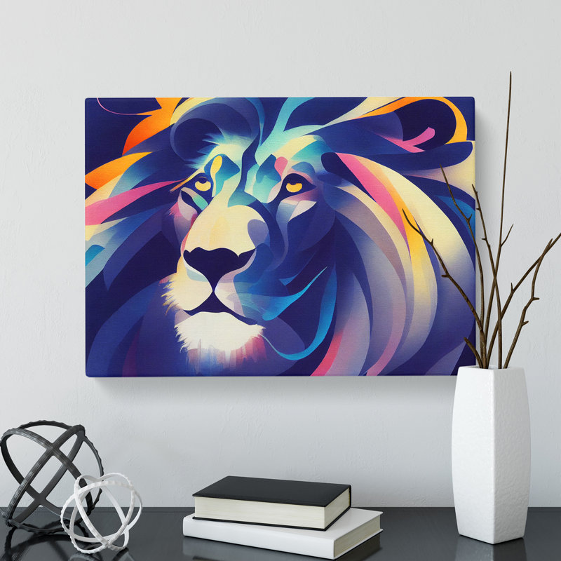 Animated Lion Abstract - Wrapped Canvas