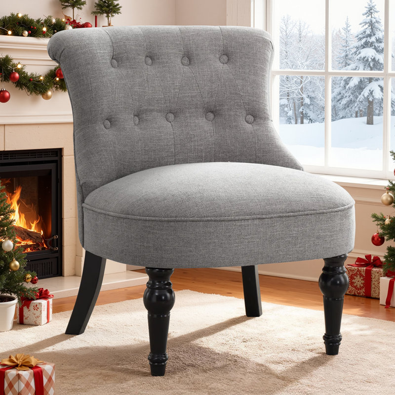 Upholstered Side Chair, Grey Chenille