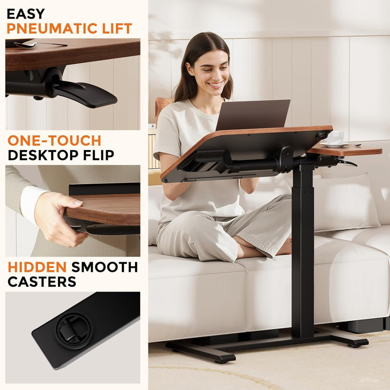 Bureau assis-debout mobile inclinable