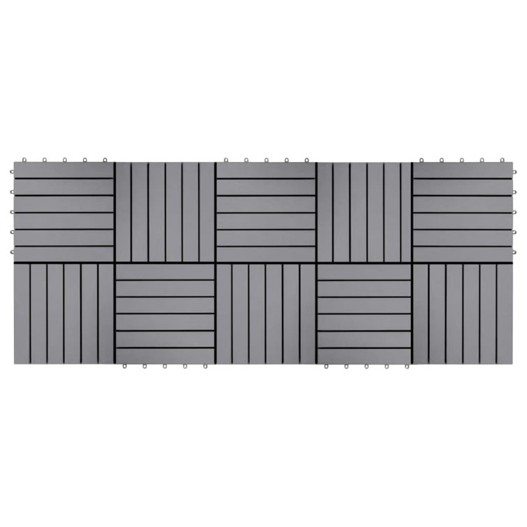 Kaitlyn Decking Tiles 10 pcs Grey Wash 30x30 cm Solid Acacia Wood