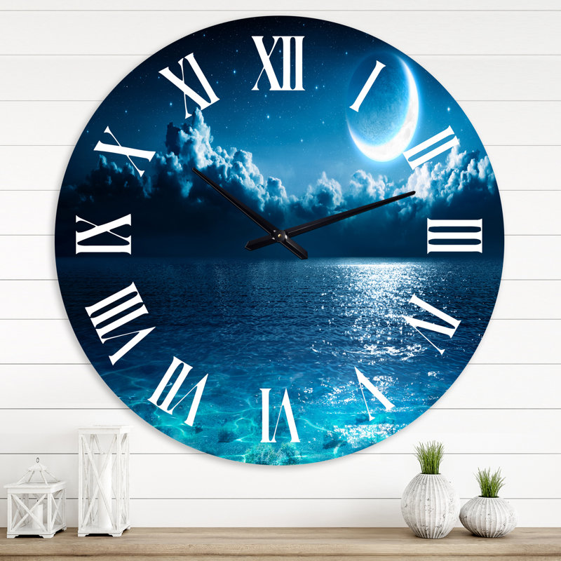 Horloge murale romantique et romantique sur une mer bleue profonde I, Grand