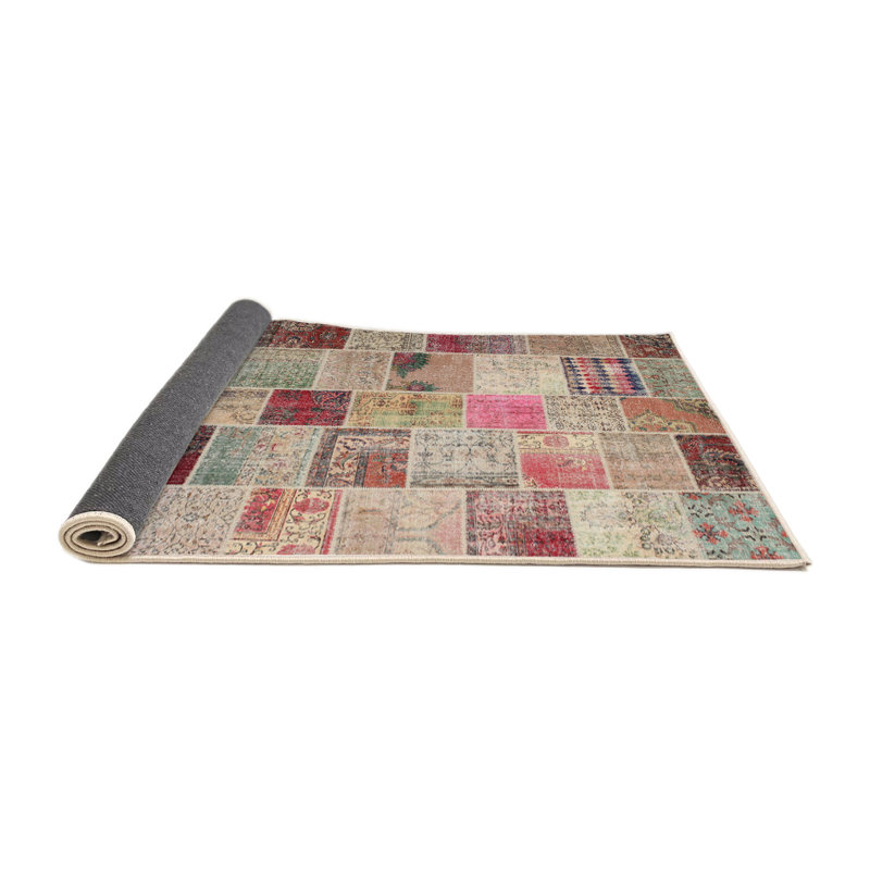 Tapis gris/beige/brun contemporain, Rond 7 pi