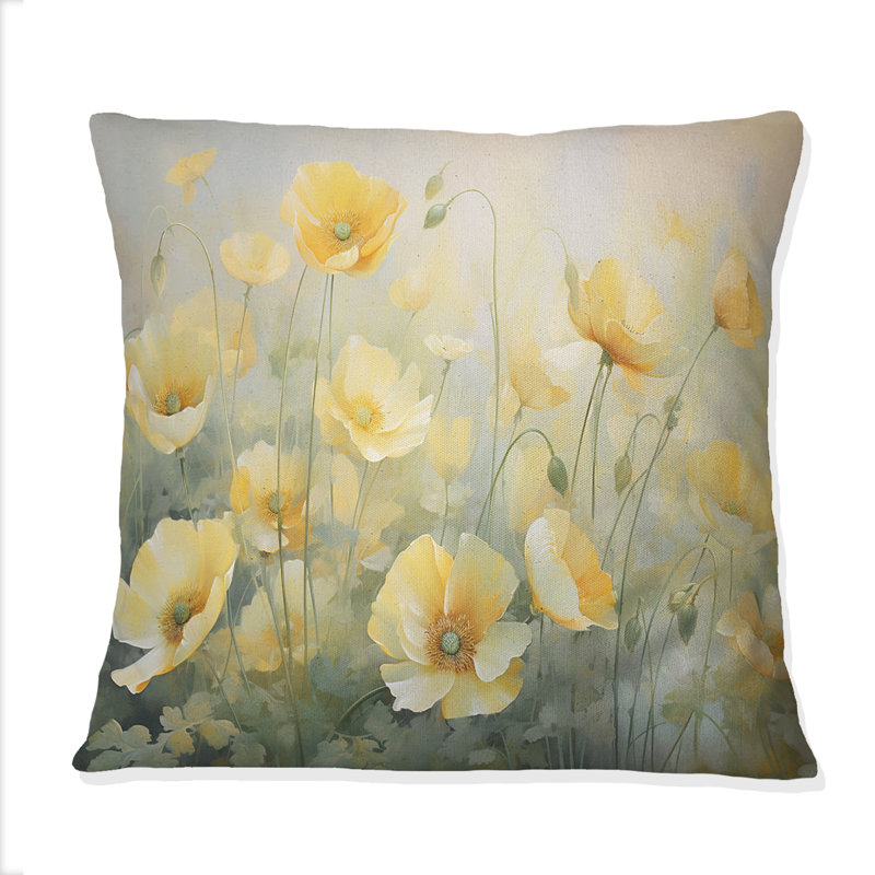 Coussin décoratif imprimé blanc Buttercups White Impression II - Buttercups