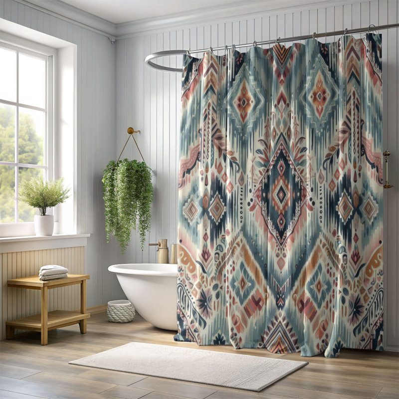 Rideau de douche standard 1 pièce Faccone Bohemian Design, H 74 po x l 40 po