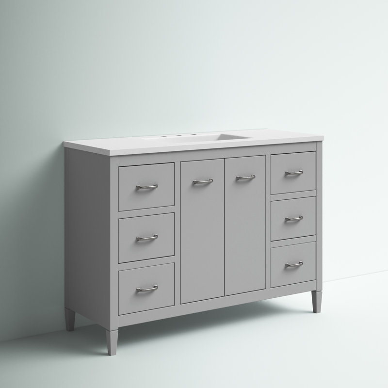 Ensemble de meuble-lavabo simple Ferree, Gris, White