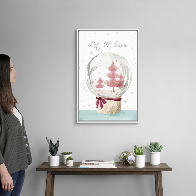 «Let It Snow II», reproduction d'art textuel sur toile, Cadre blanc, H 32 po x l 22 po x P 1,75 po
