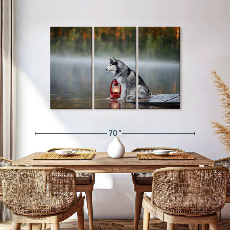 Husky On Lake Dock, 36" H x 57" W