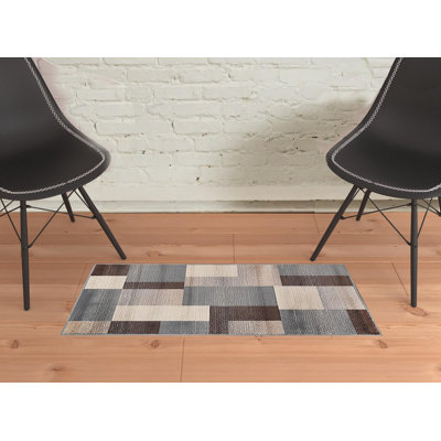 Tapis patchwork gris et brun Qulanra 8 pi x 10 pi