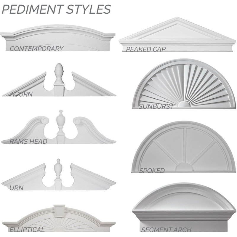 36"W x 18"H x 2"P Half Round Sunburst Pediment, 18" H x 36" W x 2" D
