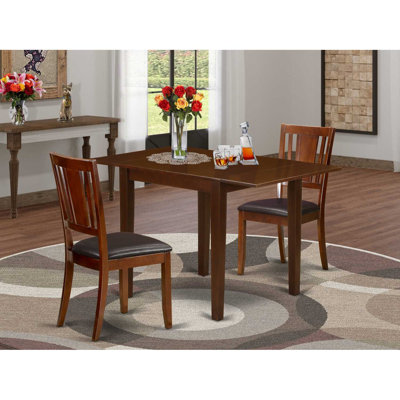 3-Piece Mahogany Finish Solid Wood Top Dining Table Set