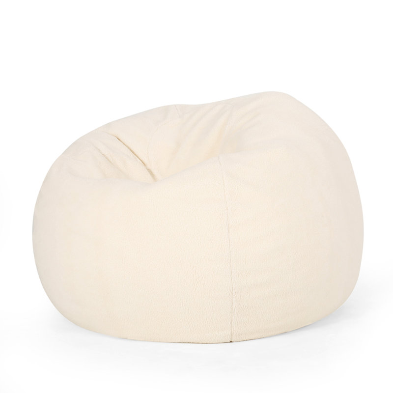 Fauteuil à billes 3 pieds, H 25,05 po x l 34,05 po x P 34,05 po, Tissu crème