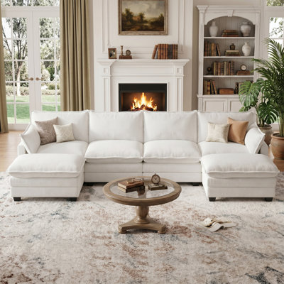 Canapé modulaire en forme de U de 116,5 po de large avec 116,5 po de rangement pour appartement, canapé modulaire confortable avec repose-pieds mobile pour le salon