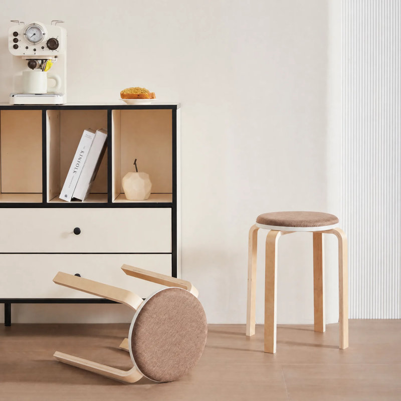 Solid Wood Accent Stool, Coffee
