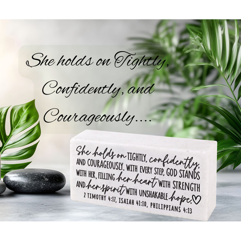 Plaque Block Inspires She Holds Tightly