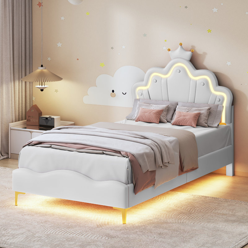 Upholstered Bed, White