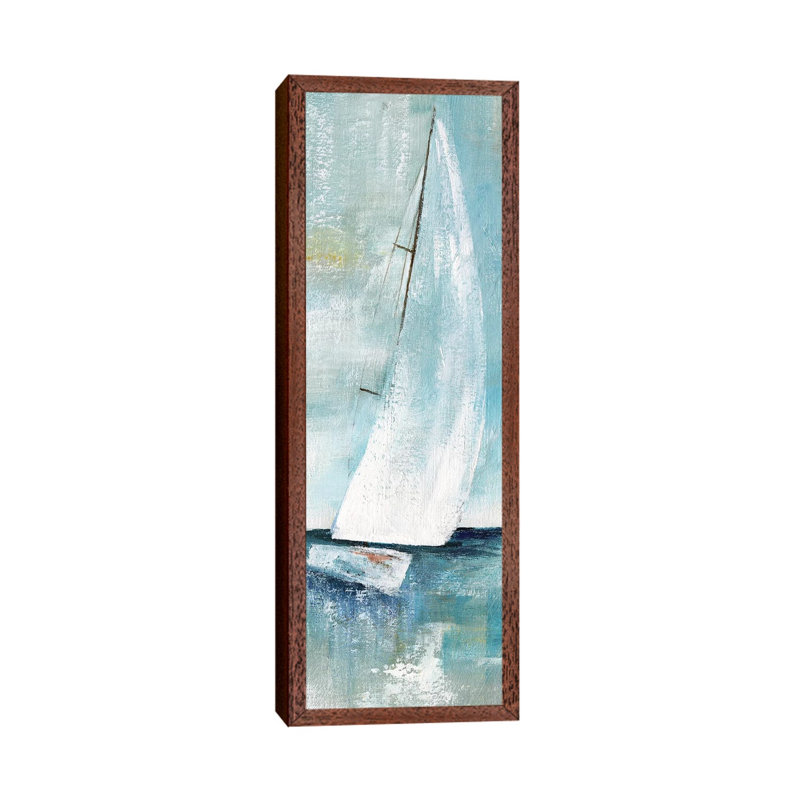Simply Sailing I by Nan - Panoramic Painting on Canvas, 121.92 cm H x 40.64 cm W, Classic Brown Wood Framed