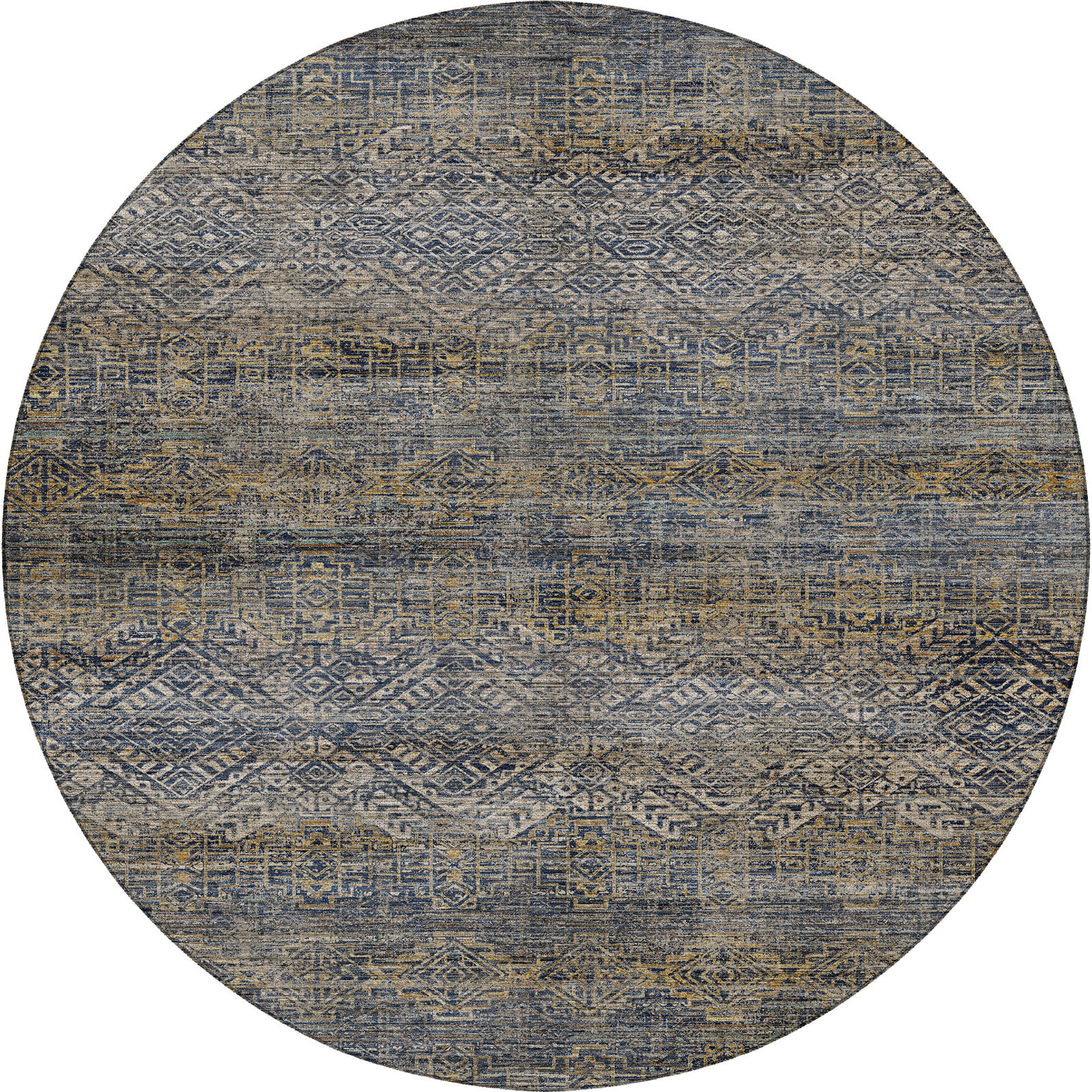 Premium Machine Washable Tirico Casual Rug, Navy, 8' Round