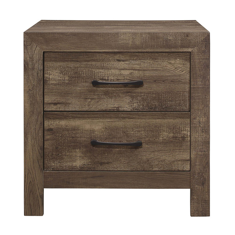 Table de chevet simple à finition rustique 1 pièce avec quincaillerie en métal, parfaite pour les chambres à coucher modernes et traditionnelles