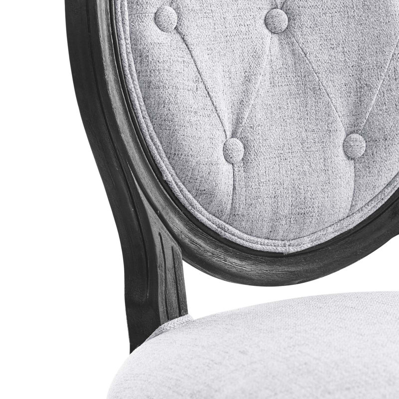 18 " H Tufted Upholstered Side Chair, Light Gray Polyester, Black