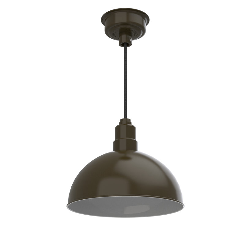Luminaire suspendu en forme de dôme à 1 lumière DEL Ludwicka, H 48 po x l 14 po x P 14 po, Bronze acajou
